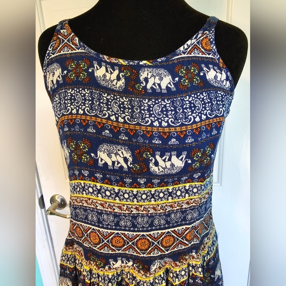 Derek Heart Dresses & Skirts - Derek Heart Blue Elephant Pattern Sleeveless Dress Women's Size S